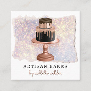 Bakery Pastry Chef Ro Guld Drives Cake Glitter Fyrkantigt Visitkort