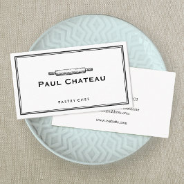 Bakery Pastry Chef Rolling Pin Baker Logotyp White Visitkort