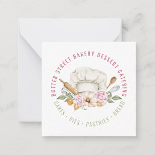 Bakery Pastry Chef Utensils Watercolor Tack Anteckningskort
