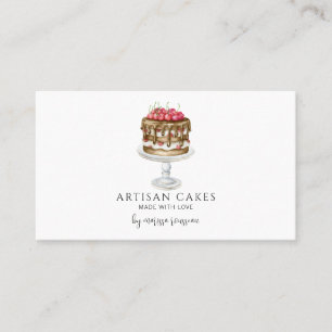 Bakery Pastry Chef Watercolor Baking Rosa Cake Bus Visitkort