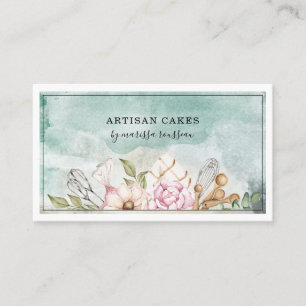 Bakery Pastry Chef Watercolor Baking Verktyg Visitkort