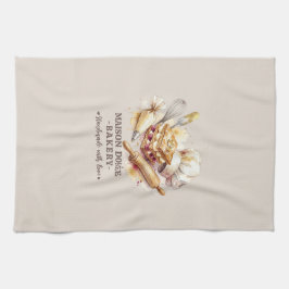 Bakery Pastry Chef Watercolor Gold Baking Catering Kökshandduk