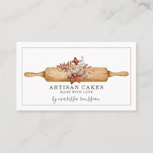 Bakery Pastry Chef Watercolor RollPin Visitkort