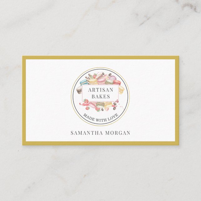 Bakery Pastry Chef Watercolor Rosa Guld Desserts Visitkort (Framsida)