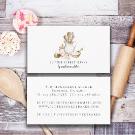 Bakery Pastry Chef Watercolor Visitkort
