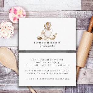 Bakery Pastry Chef Watercolor Visitkort