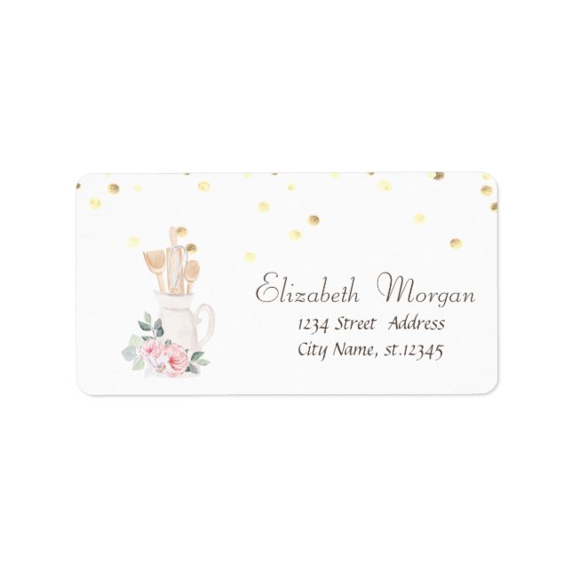 Bakery Pastry Hand Verktyg Flowers Confetti Adressetikett (Framsidan)