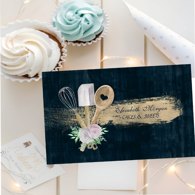 Bakery Pastry Hand Verktyg Push Stroke Blue Visitkort (Skapare uppladdad)