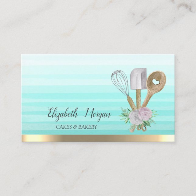 Bakery Pastry Hand Verktyg Rand Ombre Visitkort (Framsida)