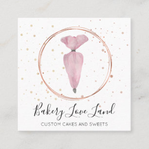 Bakery Pastry Patisserie Cream Bag Fyrkantigt Visitkort