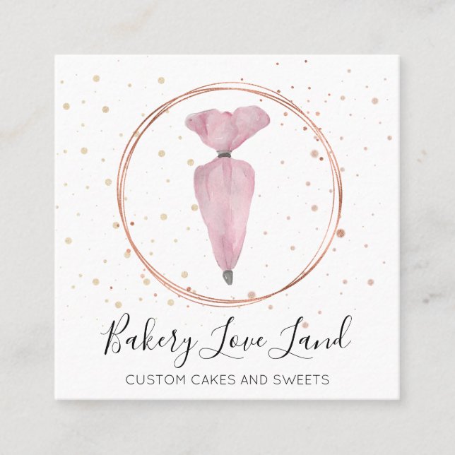 Bakery Pastry Patisserie Cream Bag Fyrkantigt Visitkort (Framsida)
