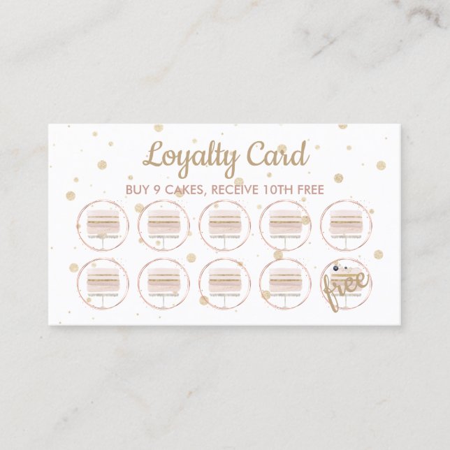 Bakery Pastry Patisserie Loyalty Bröllop Cake Visitkort (Framsida)