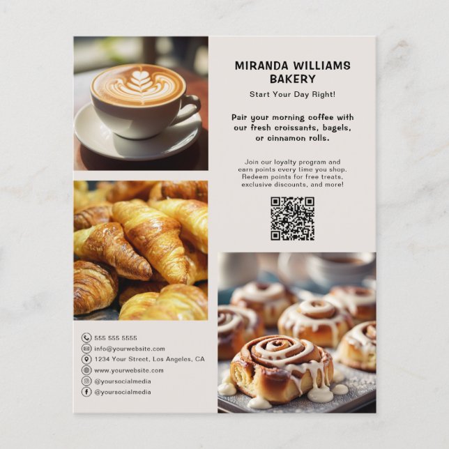 Bakery Personlig Photo Social Media QR Flygblad (Framsidan)