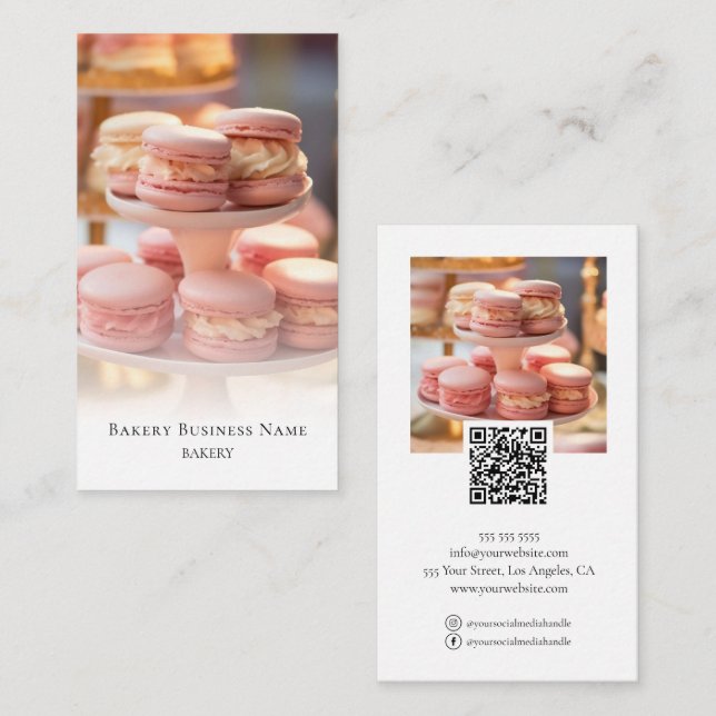 Bakery Photo Overlay Social Media QR-kod Visitkort (Fram/baksida)