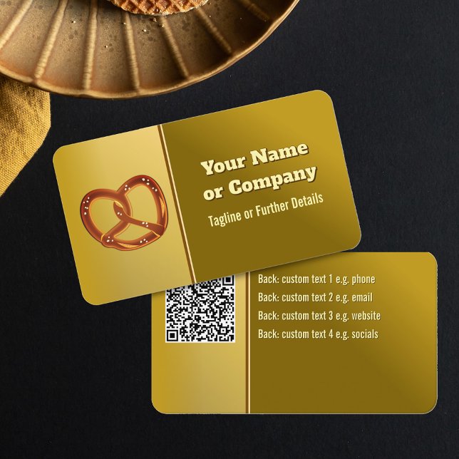 Bakery Pretzel med Guld Metall-utseende - catering Visitkort (Skapare uppladdad)