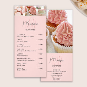 Bakery Prislista Anpassad Monogram Logotyp Rosa Reklamkort