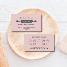 Bakery Rolling Pin Rosa Business Reward Lojalitetskort