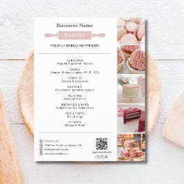 Bakery Rolling White och Pin Photo QR Rosa Reklamblad