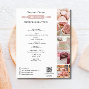 Bakery Rolling White och Pin Photo QR Rosa Reklamblad