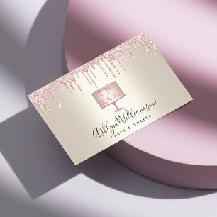 Bakery Rosa Cake Guld Glitter Drives Dessert Guld Visitkort