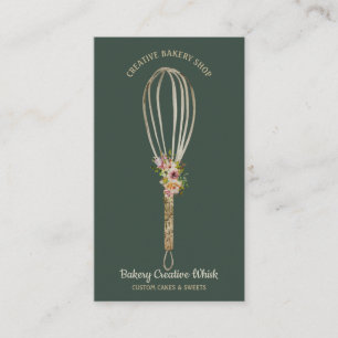 Bakery Rustic Visp Floral salvia grön guld rustic Visitkort