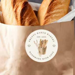 Bakery Rustic Watercolor Bread Runt Klistermärke