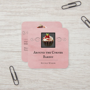 Bakery Shop Affärskort för Rosa Fyrkantigt Visitkort