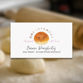 Bakery Smile Bread Cute Kawaii Watercolor Rustic Visitkort