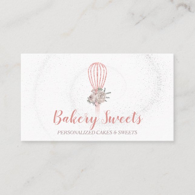 Bakery Sparkling Whisk Logotyp Home Bakery Visitkort (Framsida)