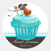 Bakery Stickers Blue Cupcoa Chocolate Brown