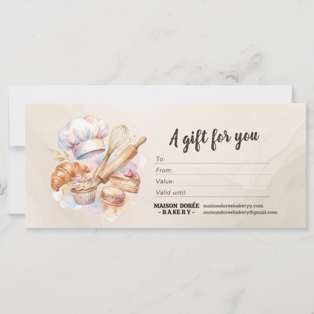 Bakery Store Pastry Chef Baker Gift Certificate (Framsida)