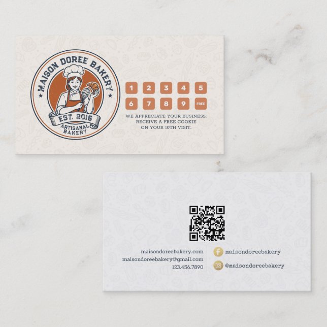 Bakery Store Pastry Chef Dessert Sweets Cake Baker Lojalitetskort (Fram/baksida)