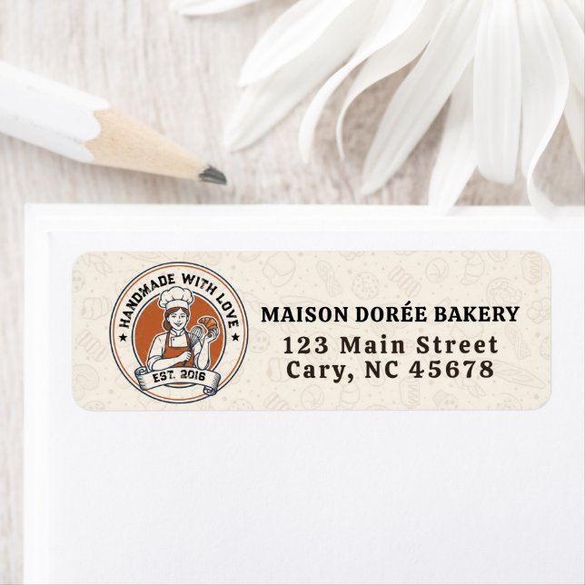 Bakery Store Pastry Chef Dessert Sweets Cake Baker Returadress Etikett (Insitu)