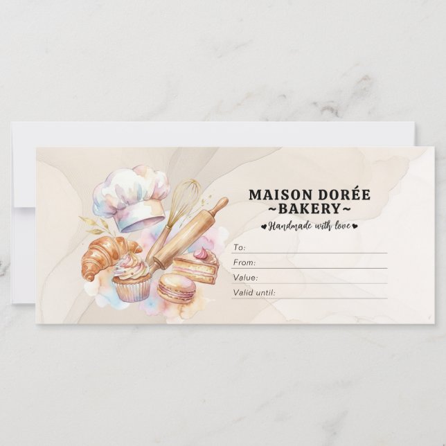Bakery Store Pastry Chef Desserts Gift Certificate (Framsida)