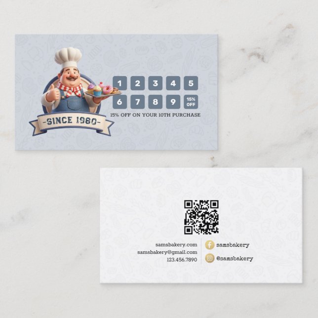 Bakery Store Pastry Chef Desserts Loyalty Punch Lojalitetskort (Fram/baksida)