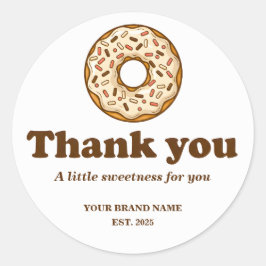 Bakery Thank You Sticker Brown Donut Illustration  Runt Klistermärke