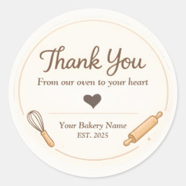 Bakery Thank You Sticker - Custom Creamy Design Runt Klistermärke