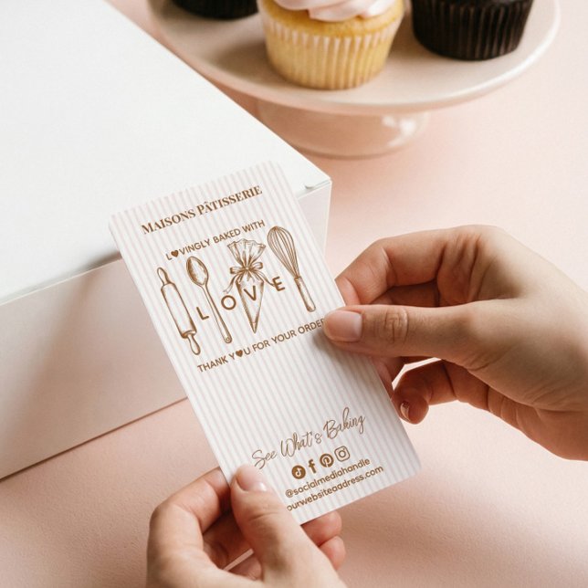 Bakery Utensilier Baka Med Kärlek Tack Bagare Fraktsedel (Bakery Utensils Bake With Love Thank You Bakery Label)