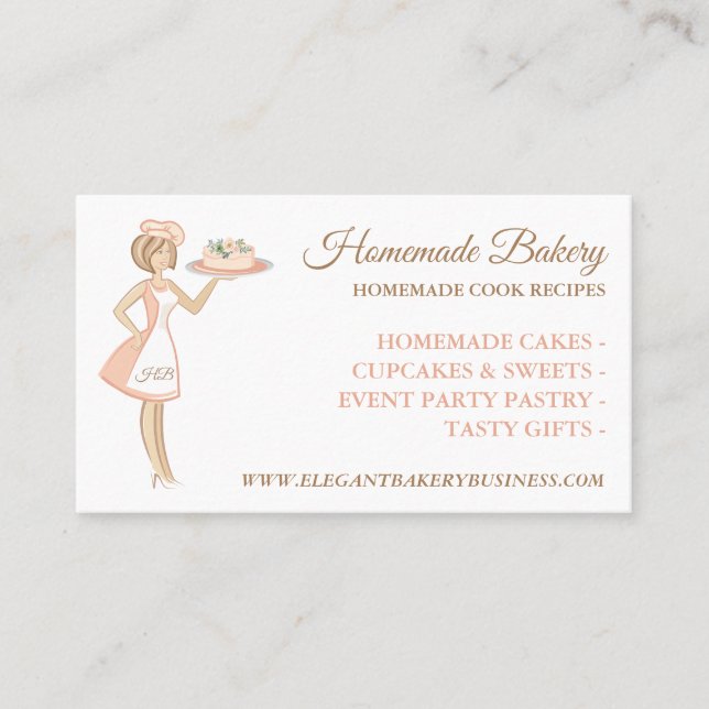 Bakery Woman Cake Service Visitkort (Framsida)