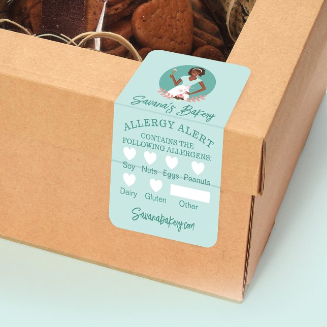 Bakery Woman Food Safety Allergy Alert Bakery Mint Fraktsedel (Skapare uppladdad)