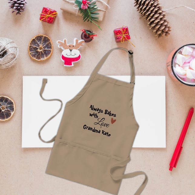 Bakes med Kärlek Personlig Grandma Förkläde (Always Bakes With Love Personalized Grandma Adult Apron)