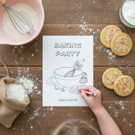 Bakfestaktivitetsblad | Barns färgläggningskort Inbjudningar