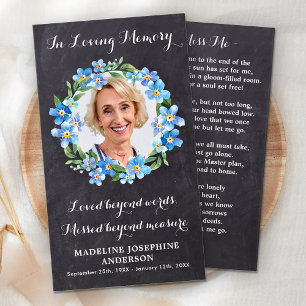 Bakfoto för Rustic Blommigt Memorial Prayer Card Visitkort