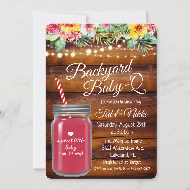 Bakgård Baby Q Murkla Invitation Inbjudningar (Framsida)
