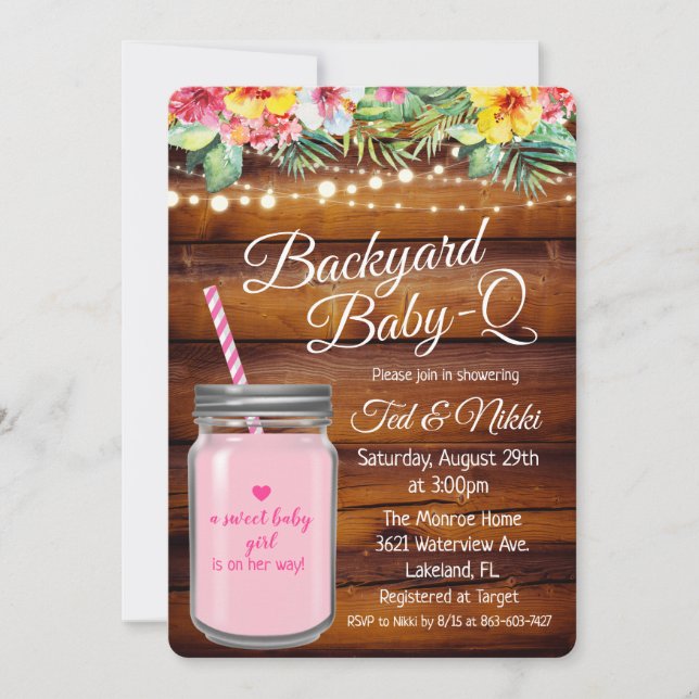 Bakgård Baby Q Murkla Invitation Inbjudningar (Framsida)
