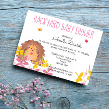 Bakgård Baby Shower Inbjudan med Söta Igelkott
