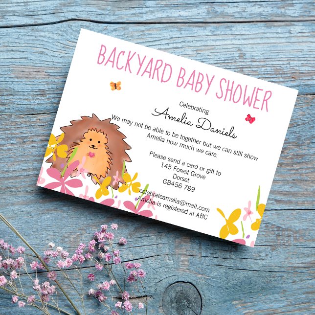 Bakgård Baby Shower Inbjudan med Söta Igelkott (Skapare uppladdad)