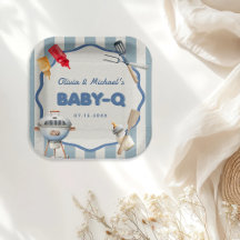 Bakgård BBQ Baby Q Baby Shower Papper Tallrikar