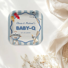 Bakgård BBQ Baby Q Baby Shower Papper Tallrikar