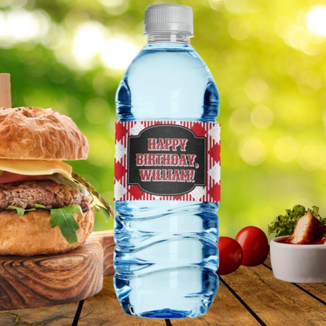 Bakgård BBQ Födelsedagsfest Vattenflaska Vattenflaska Etikett (Skapare uppladdad)